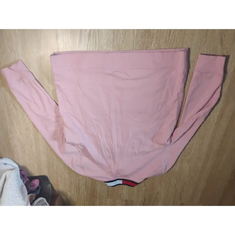 Jacket Tommy Hilfiger Pink Turtleneck Jacket Size Large Cropped